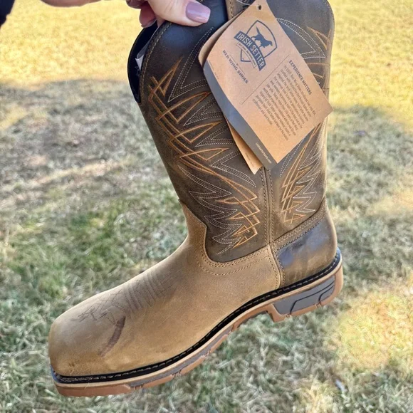 NEW Irish Setter Marshall Men’s 11” Waterproof Leather Safety Toe Pull-On Boot - Picture 6 of 9